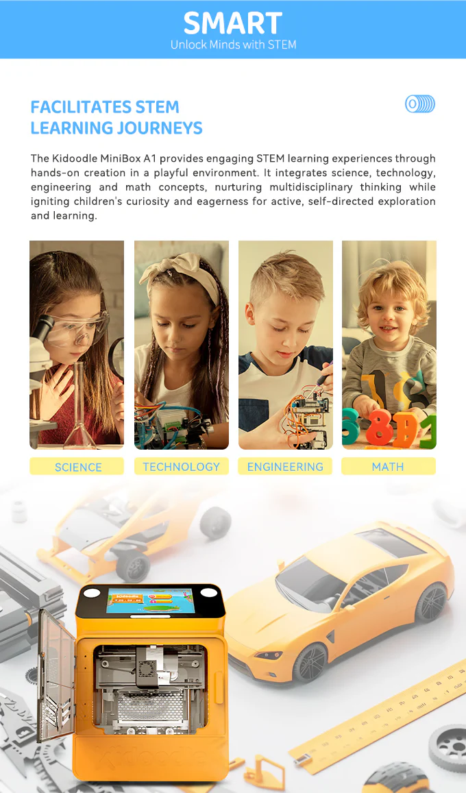 Kidoodle MiniBox A1: 3D Printer for Kids, Unleash Creativity with Kidoodle, 600mm/s High Speed, AutoLiv/Design Safe for Kids/5" Touch Screen, Wi-Fi/App Control, Easy to Install at Home/School - Image 15